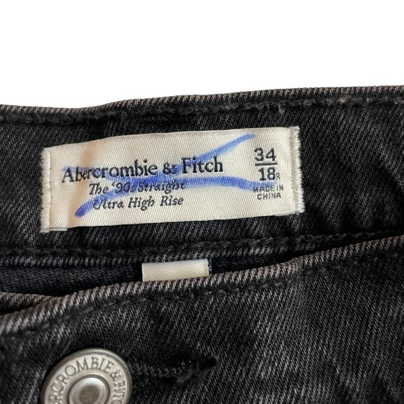 Abercrombie & Fitch Mixed Fabric Ultra High Rise 90s Straight Jean, Size 34/18 - Picture 10 of 12